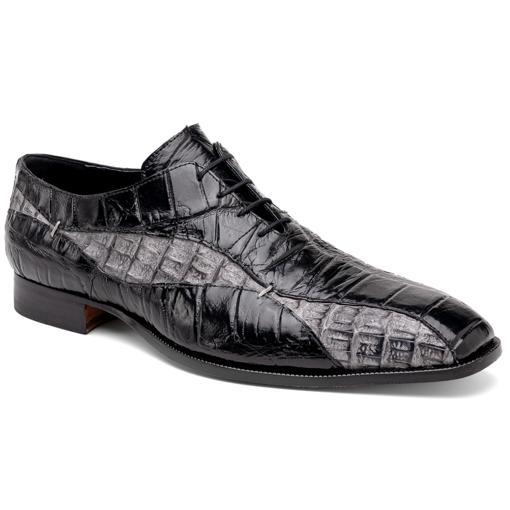 Mauri 3227 Alligator / Hornback Oxford Shoes Black / Light Grey