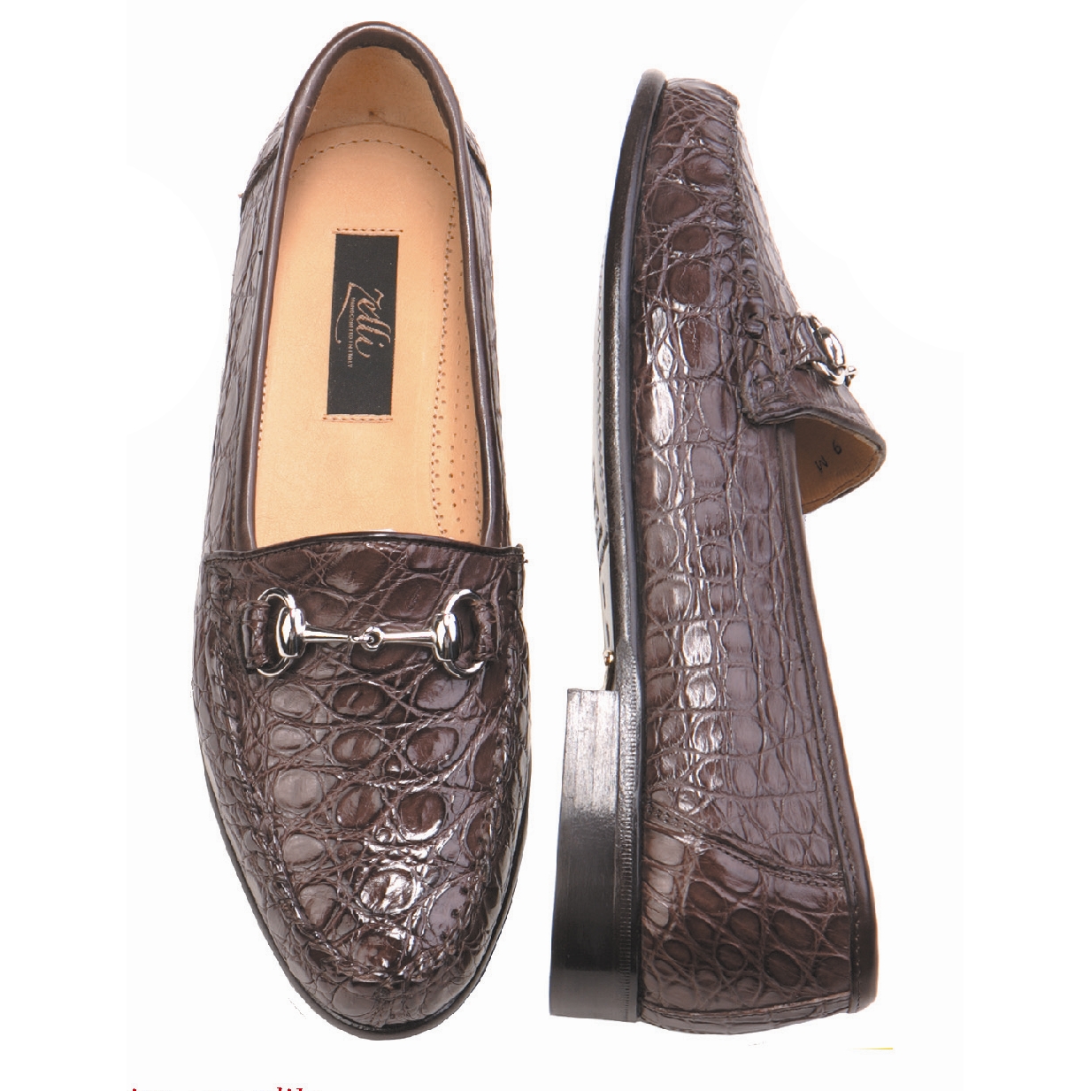 Zelli San Marco Genuine Crocodile Bit Loafer Brown Image