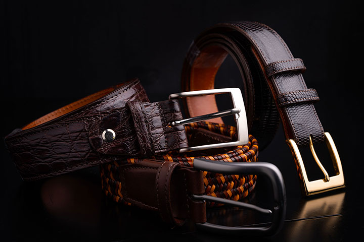 Italian Braided Leather & Linen Belt in Cognac/Taupe by Torino