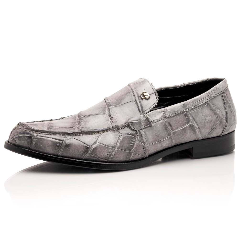 Mauri 1028 Alligator Loafers Hand Painted Light Grey Image