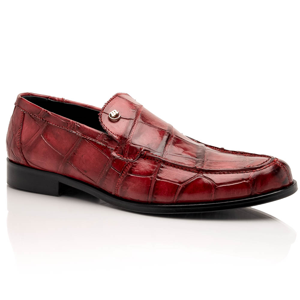 Mauri 1028 Alligator Loafers Hand Painted Ruby Red Image