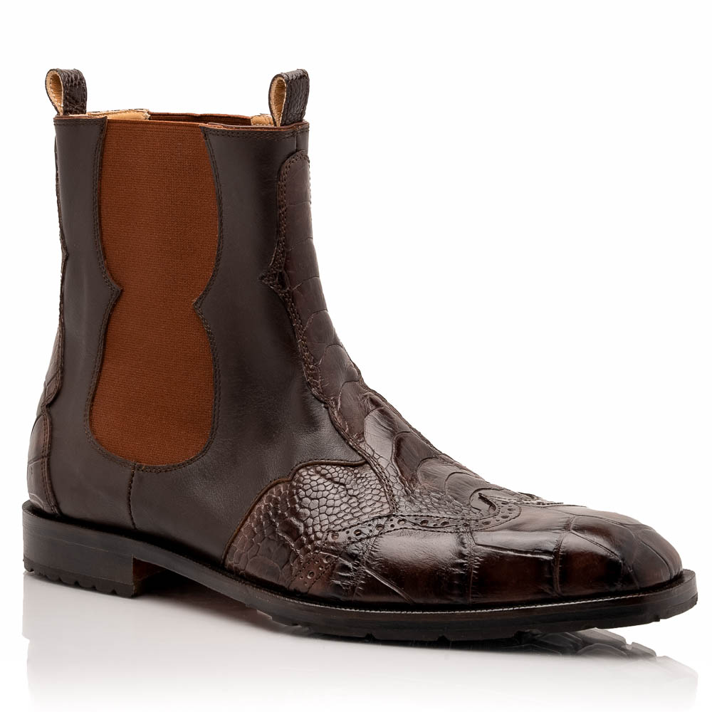 Mauri 1092 Alligator / Ostrich Leg Chelsea Boots Sport Rust Image