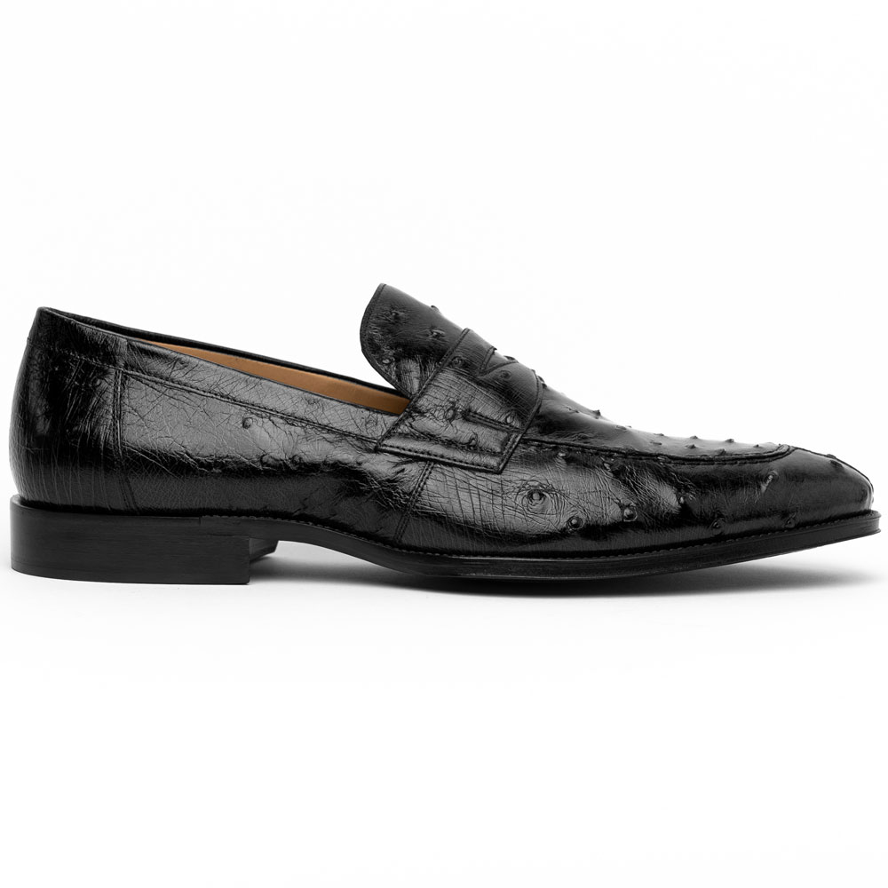 Zelli Roma Ostrich Quill Penny Loafers Black (13-500-BLK) Image