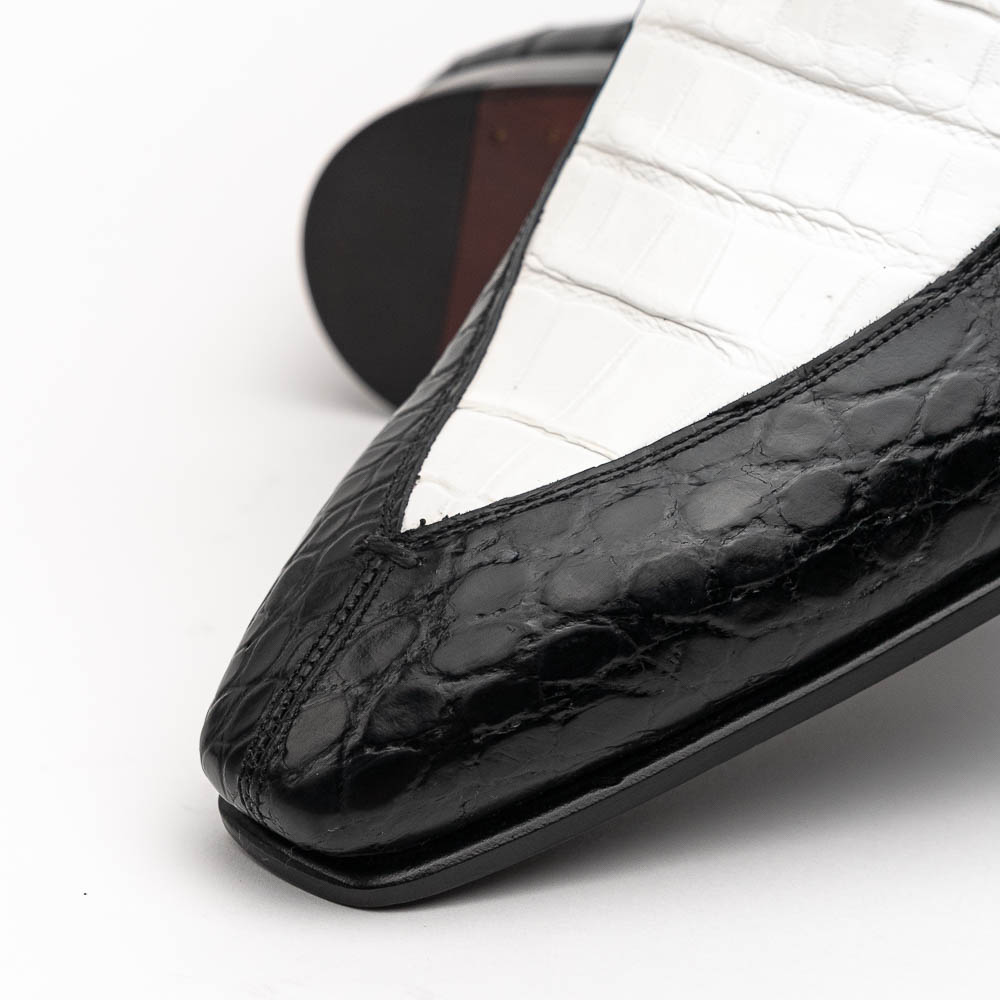 Caporicci 203 Alligator Split Toe Loafers Black / White ...