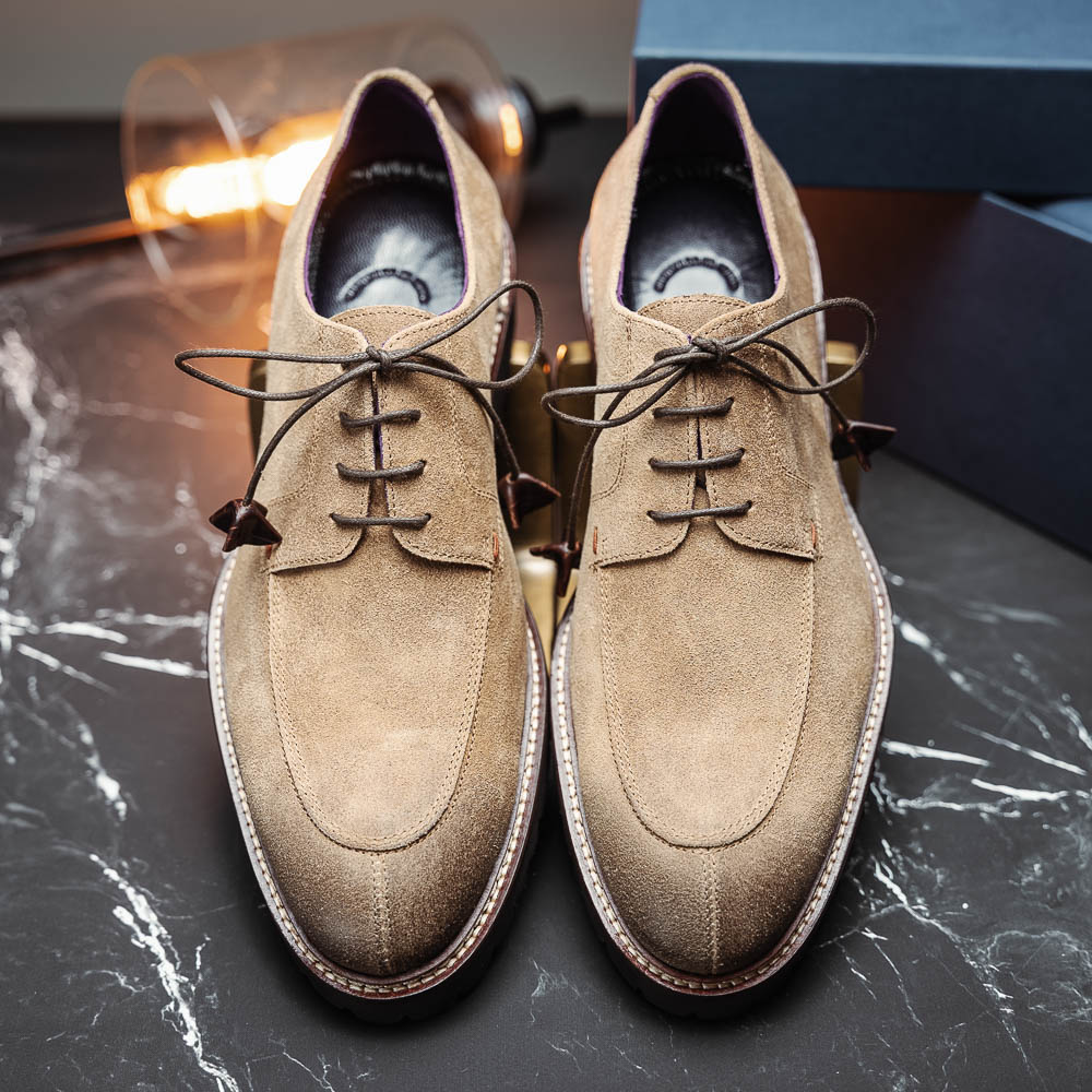 Zelli Campo Suede Goatskin / Wax Lace-up Shoes Oak | MensDesignerShoe.com