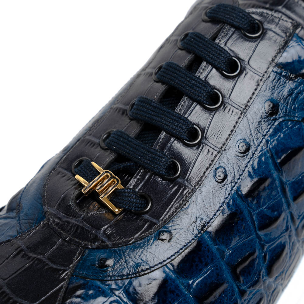 Maseratti Vidal 6002 Embossed Crocodile / Caiman / Ostrich Sneakers Blue