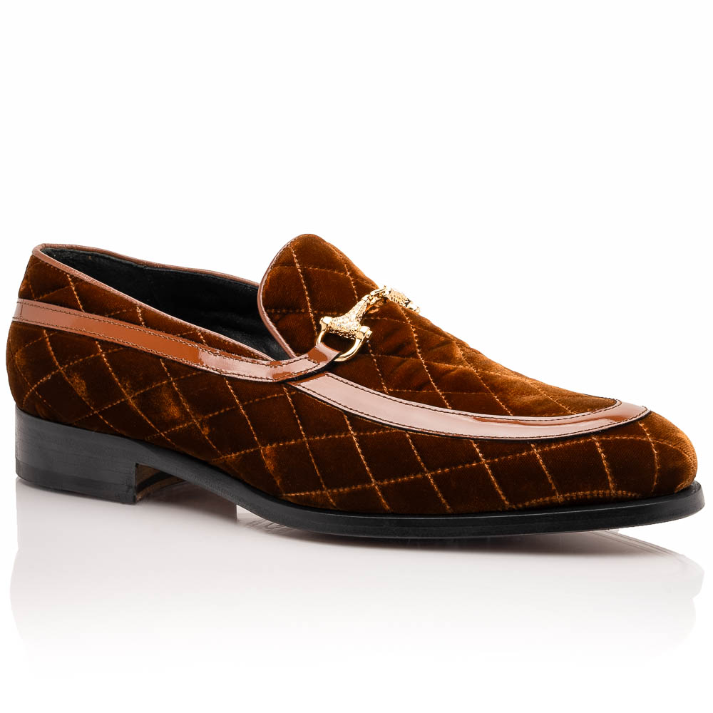 Mauri 3257/1 Quilted Velvet / Patent Leather Bit Loafers Cognac Image