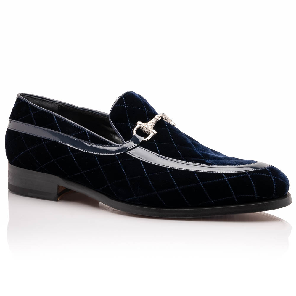 Mauri 3257/1 Quilted Velvet / Patent Leather Bit Loafers Wonder Blue Image