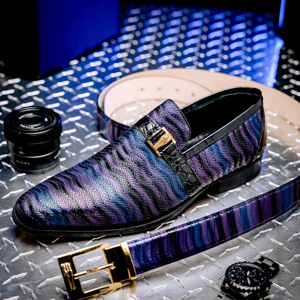 Mauri 4709/6 Elegante Balera Fabric/ Alligator Shoes Purple/ Blue ...
