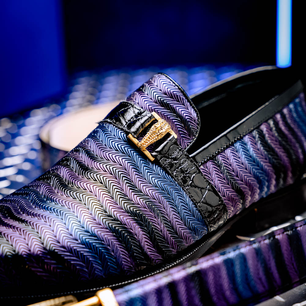 Mauri 4709/6 Elegante Balera Fabric/ Alligator Shoes Purple/ Blue ...