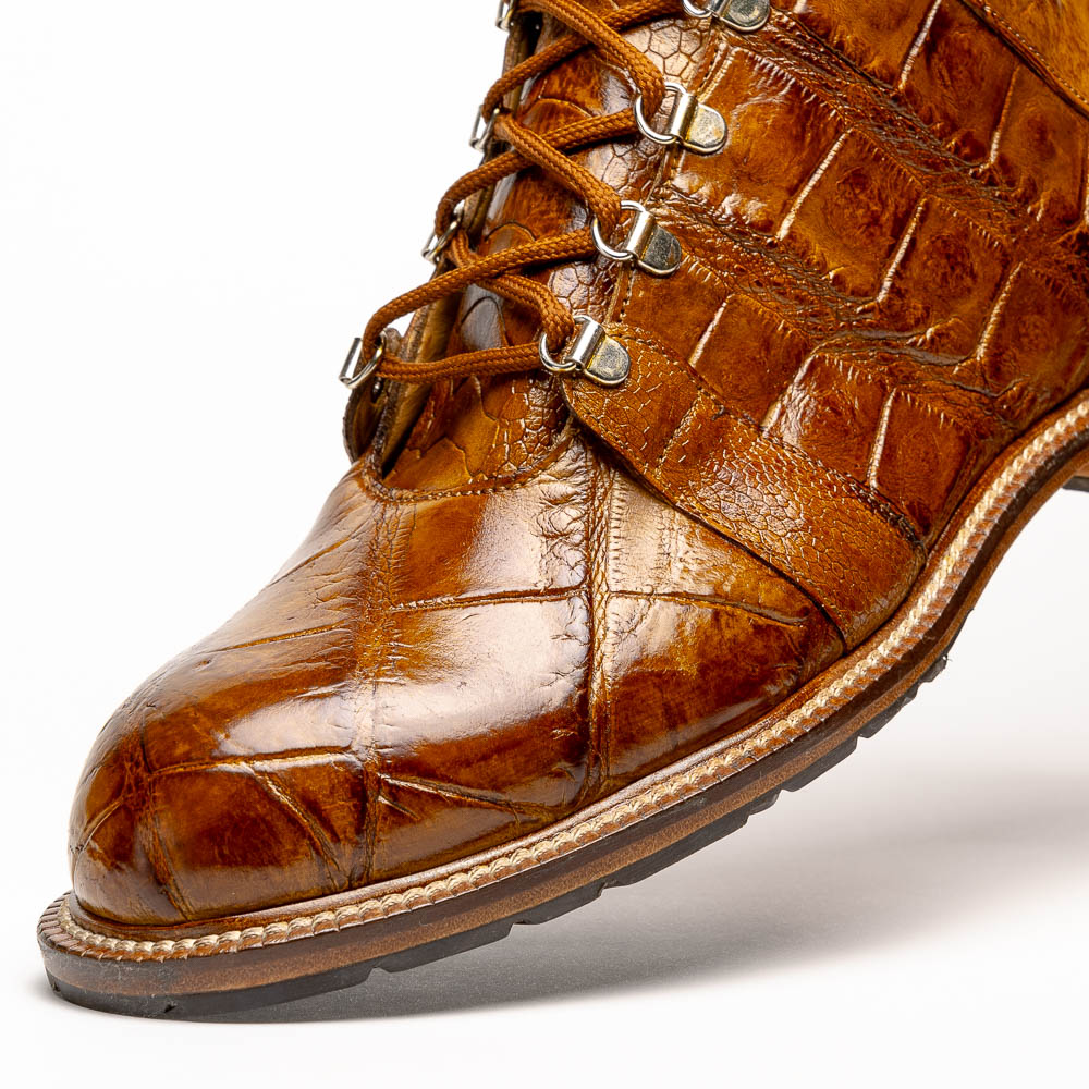 Mauri Harlem 4926 Ostrich Leg & Baby Croc Boots Corn / SP Rust (Special Order)
