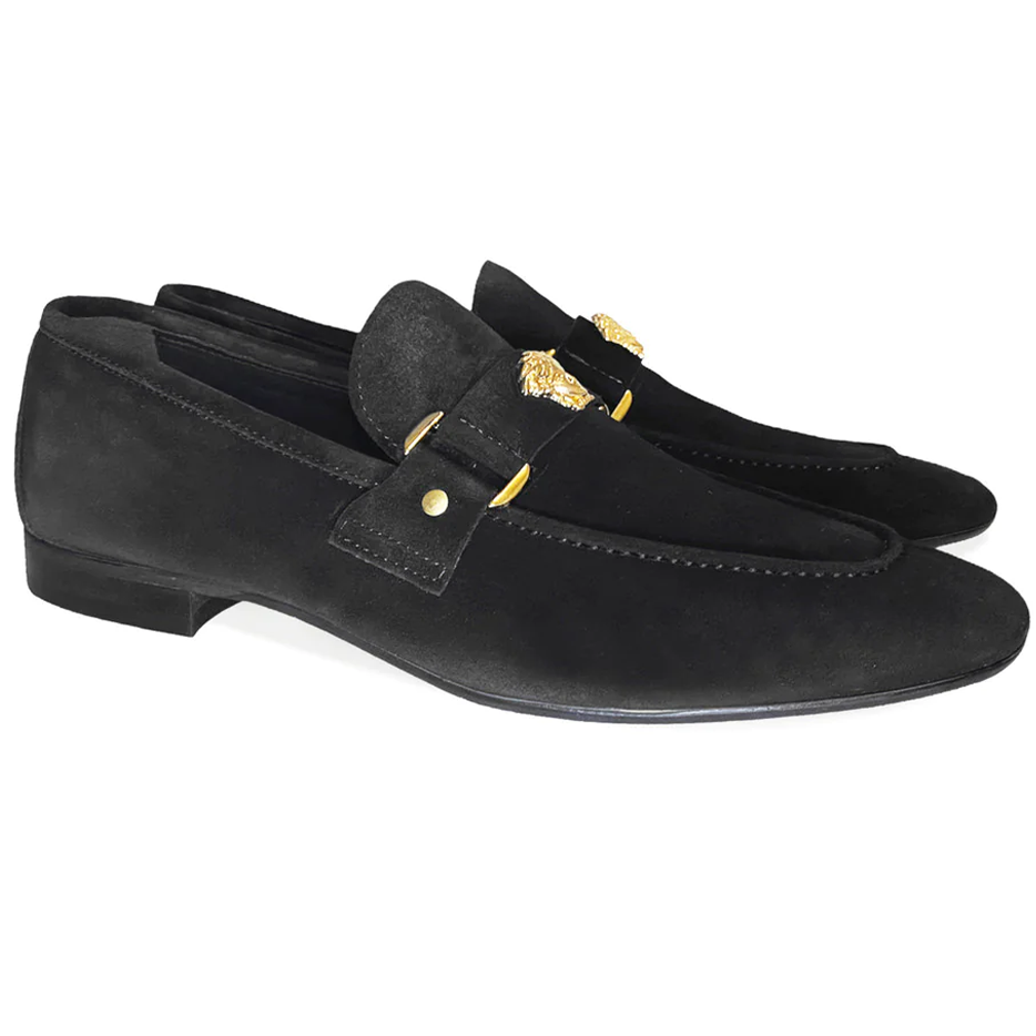 Corrente 5229 Suede Ornament Loafer Black | MensDesignerShoe.com