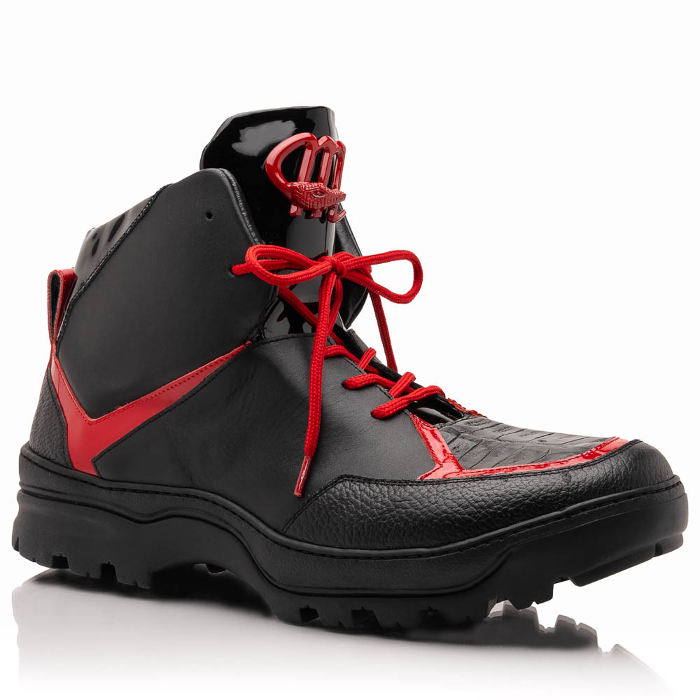 Mauri 8439 Baby Croc / Patent Leather / Nappa Boots Black & Red Image