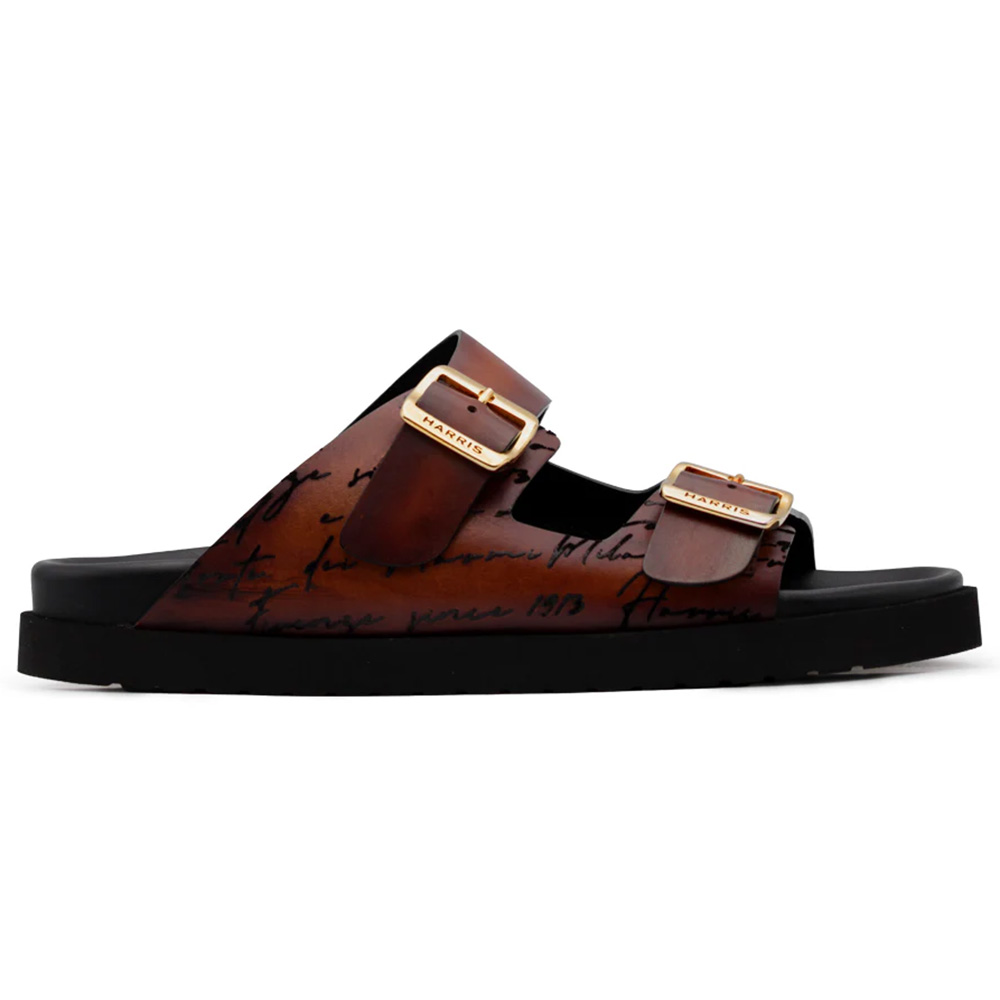 Harris Firenze 1913 Calligraphic Leather Sandals Brown Image