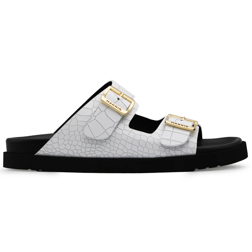 Harris Firenze 1913 Embossed Crocodile Sandals White Image