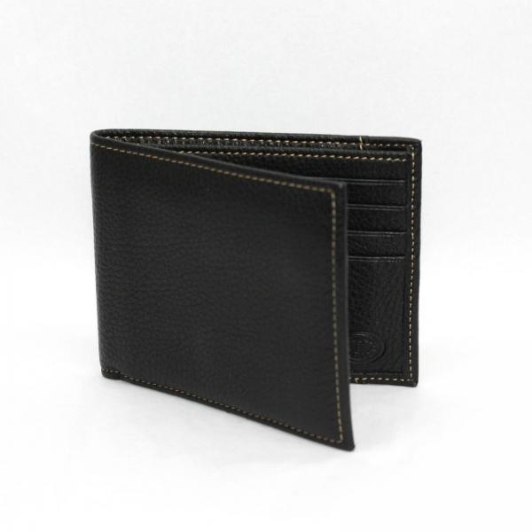 Torino Leather Tumbled Calf Billfold - Black |MensDesignerShoe.com