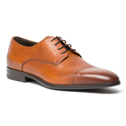 A. Testoni M50004 Cap Toe Derby Shoes Caramel | MensDesignerShoe.com