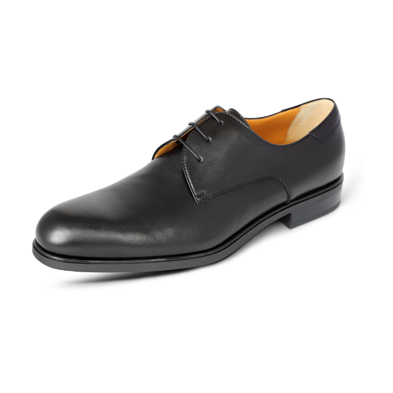 A. Testoni Plain Toe Derby Shoes Black 