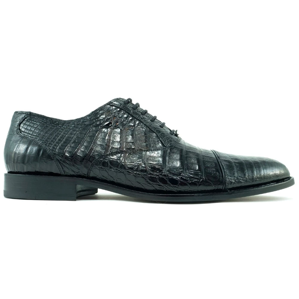 Alan Payne Crawford Alligator Cap Toe Shoes Black | MensDesignerShoe.com