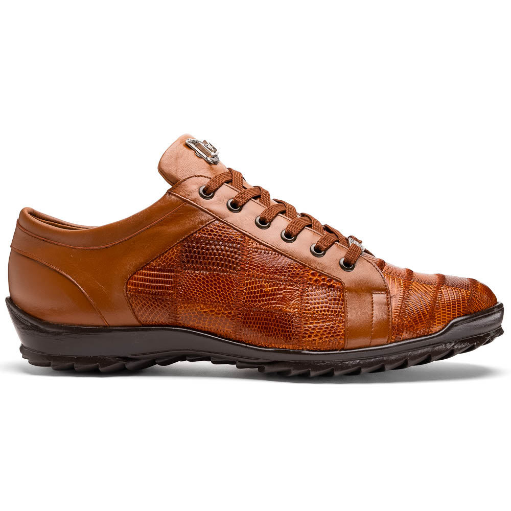 Marco Di Milano Bari Lizard Patchwork Sneakers Cognac Image