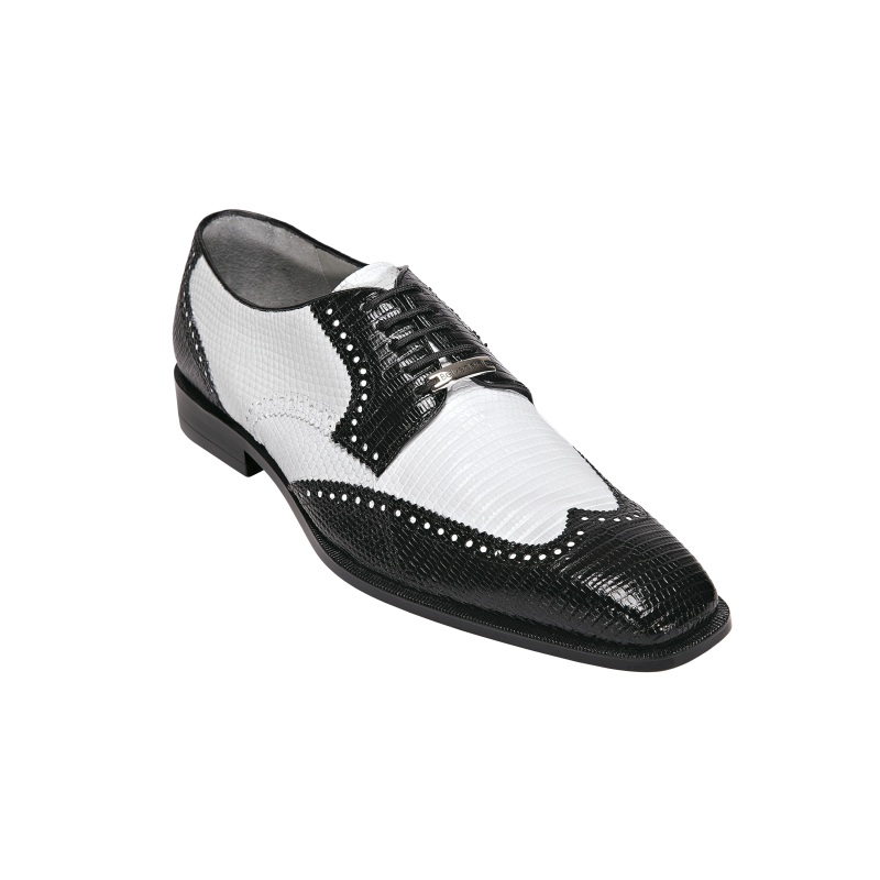 Belvedere Antonio Lizard Wingtip Spectactor Shoes Black/White ...