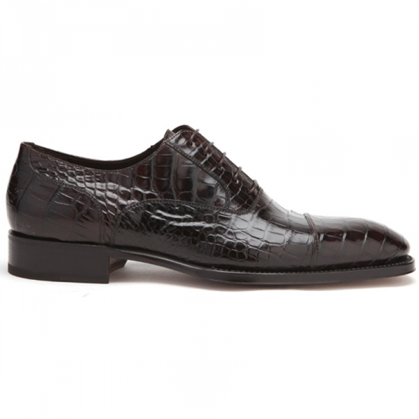 Caporicci 1102 Genuine Alligator Cap Toe Shoes Dark Brown ...
