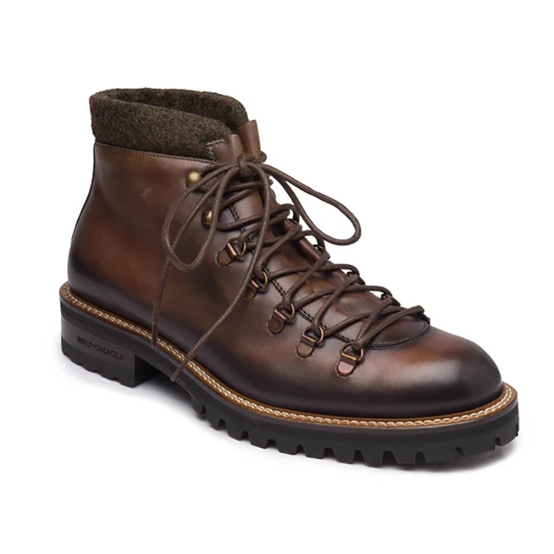 Bruno Magli Alpino Leather Hiking Boots Dark Brown | MensDesignerShoe.com