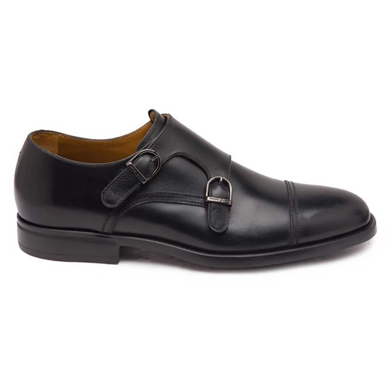 Bruno Magli Barone Monk Strap Shoes Black | MensDesignerShoe.com