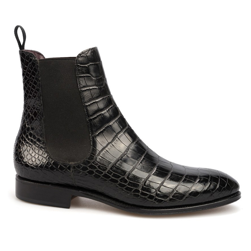 Carmina Alligator Chelsea Boots Black | MensDesignerShoe.com