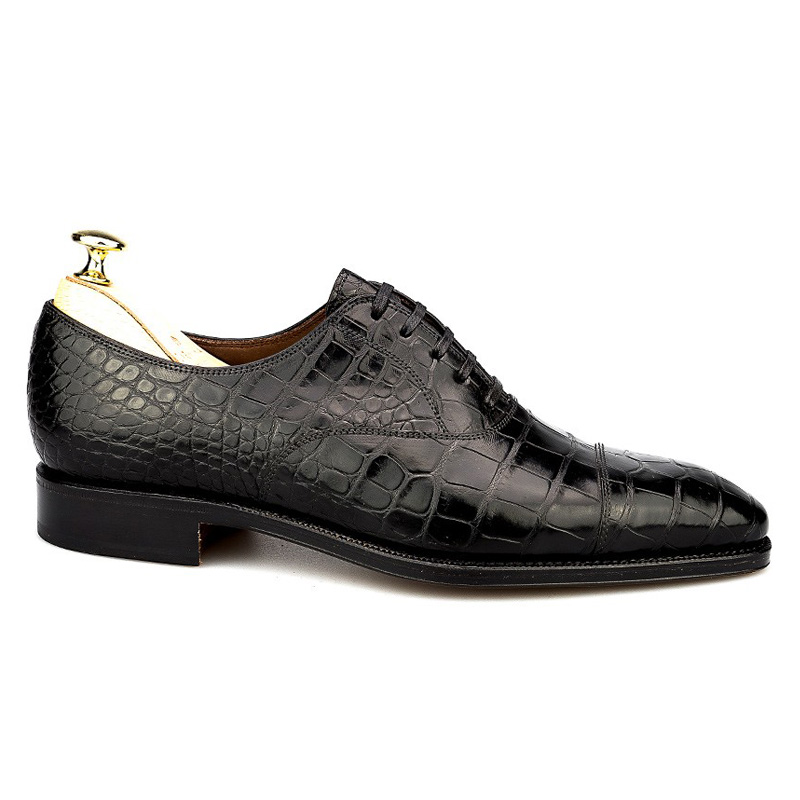 Carmina Alligator Oxfords 80212 Rain Black | MensDesignerShoe.com