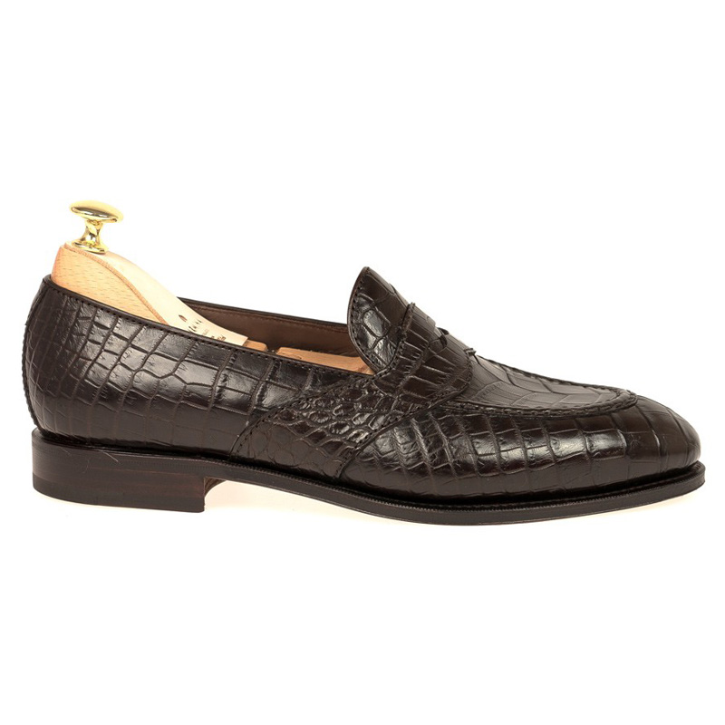 Carmina Crocodile Full Strap Penny Loafers 80585 Uetam Brown ...