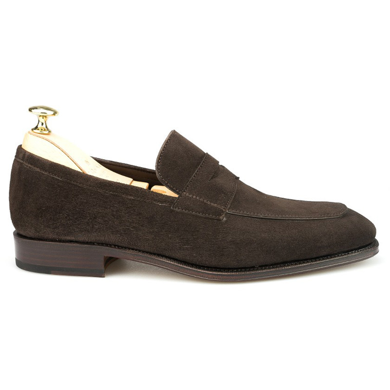 Carmina Penny Loafers 10082 Simpson Brown Suede | MensDesignerShoe.com