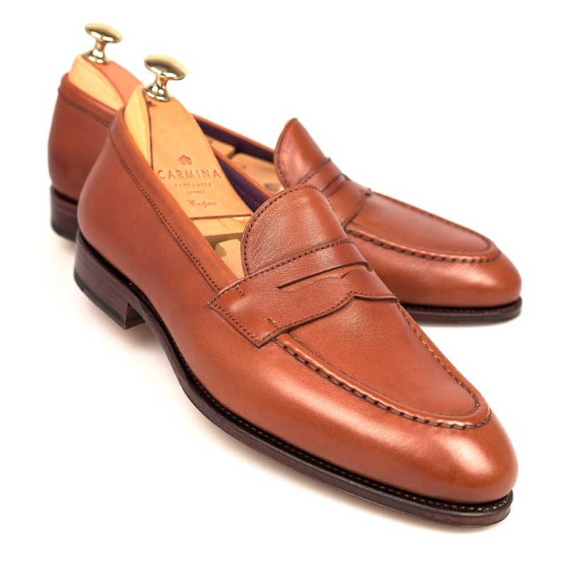 Carmina Penny Loafers 80191 Uetam Tan Suede | MensDesignerShoe.com