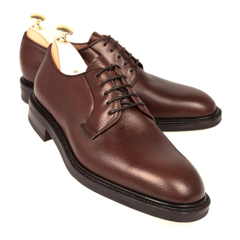 Carmina Plain toe Blucher 531 Detroit Brown Pebble | MensDesignerShoe.com