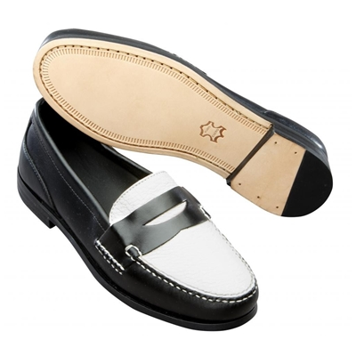black and white loafer shoes