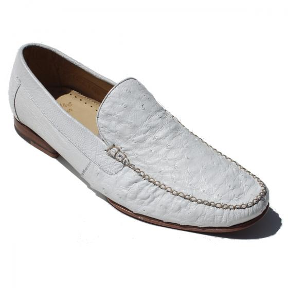 Alan Payne White Genuine Ostrich Loafers | MensDesignerShoe.com