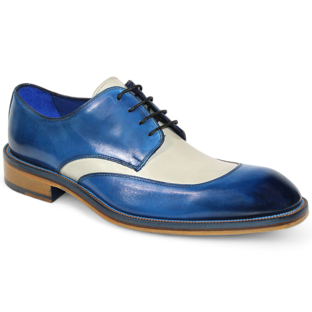 Emilio Franco Cosimo Calfskin Shoes Ocean Blue / Bone Image