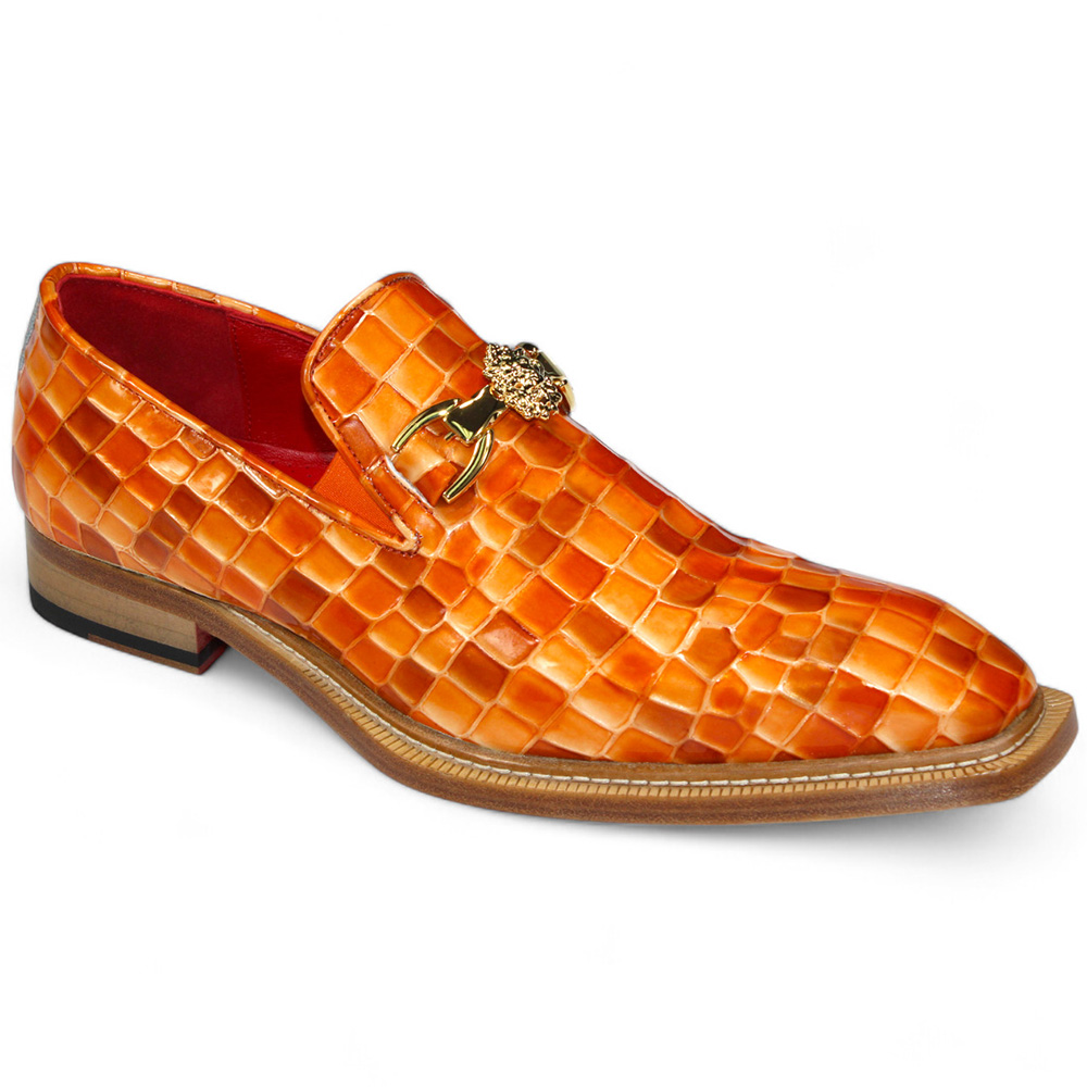 Emilio Franco Narciso Patent Croco Print Loafers Orange Combo Image