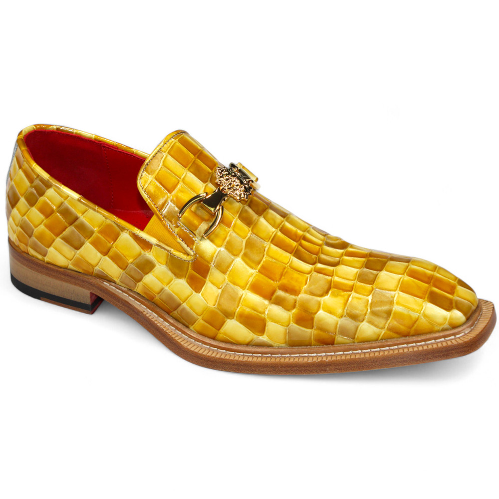 Emilio Franco Narciso Patent Croco Print Loafers Yellow Combo Image