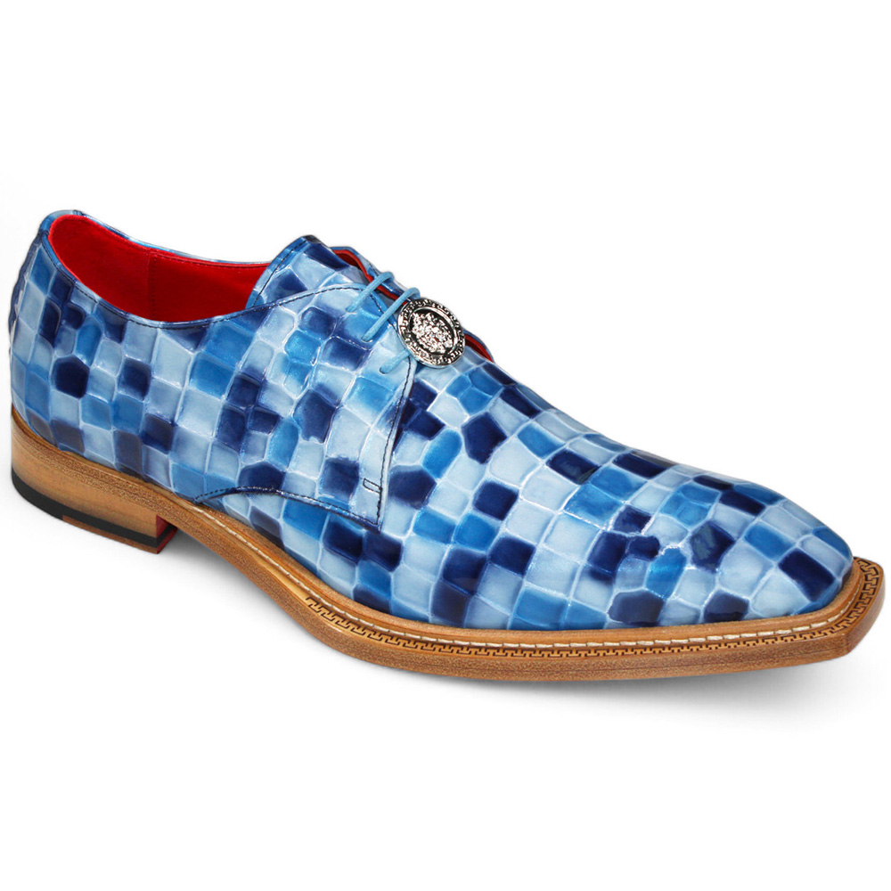 Emilio Franco Santo Patent Croco Print Shoes Blue Combo Image