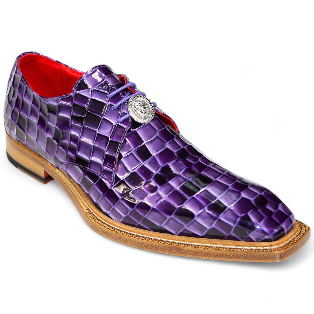 Emilio Franco Santo Patent Croco Print Shoes Purple Combo Image