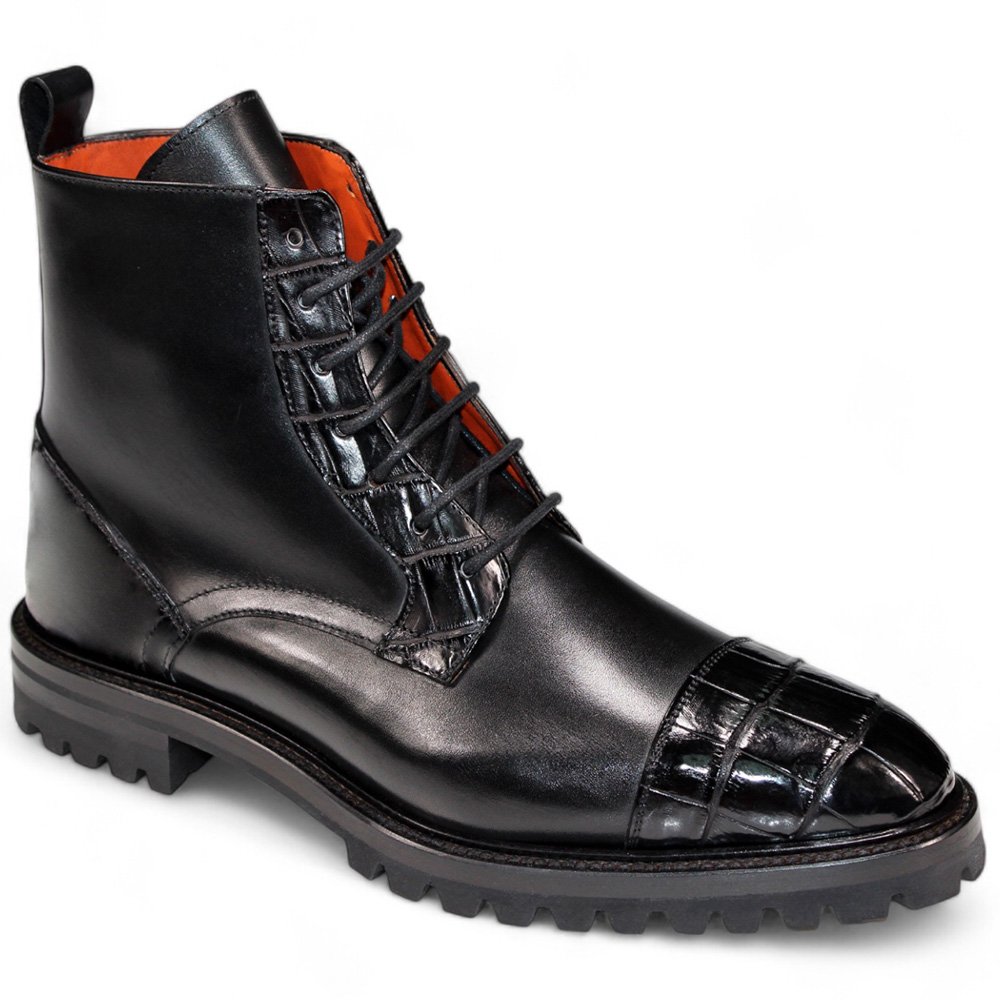 Fennix Bastian Genuine Alligator/ Leather Boots Black Image