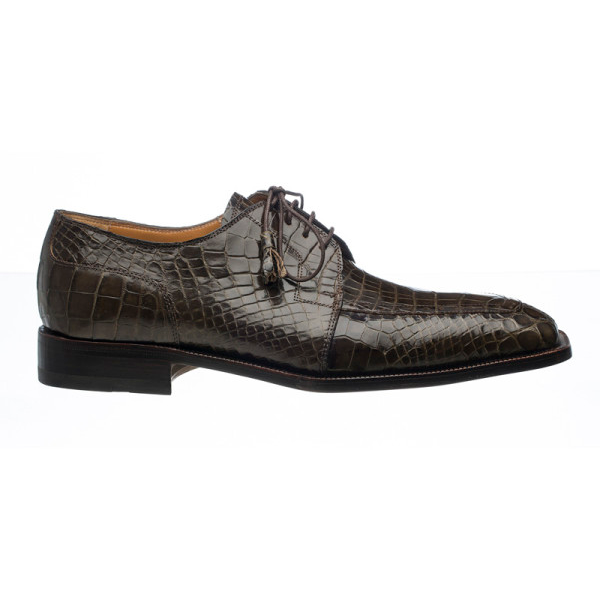 Ferrini 3678 Alligator Derby Square Toe Shoes Olive | MensDesignerShoe.com