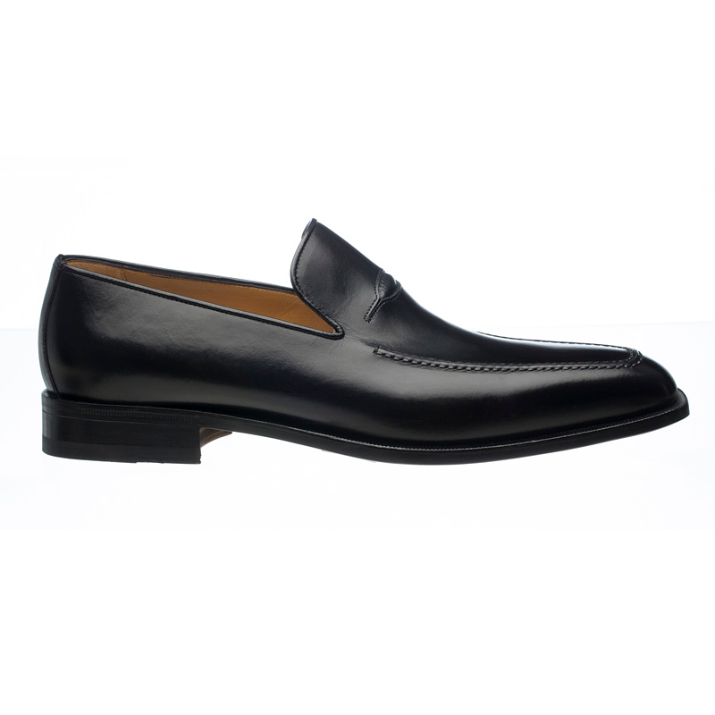 Ferrini 3877 French Calfskin Apron Toe Loafers Black | MensDesignerShoe.com