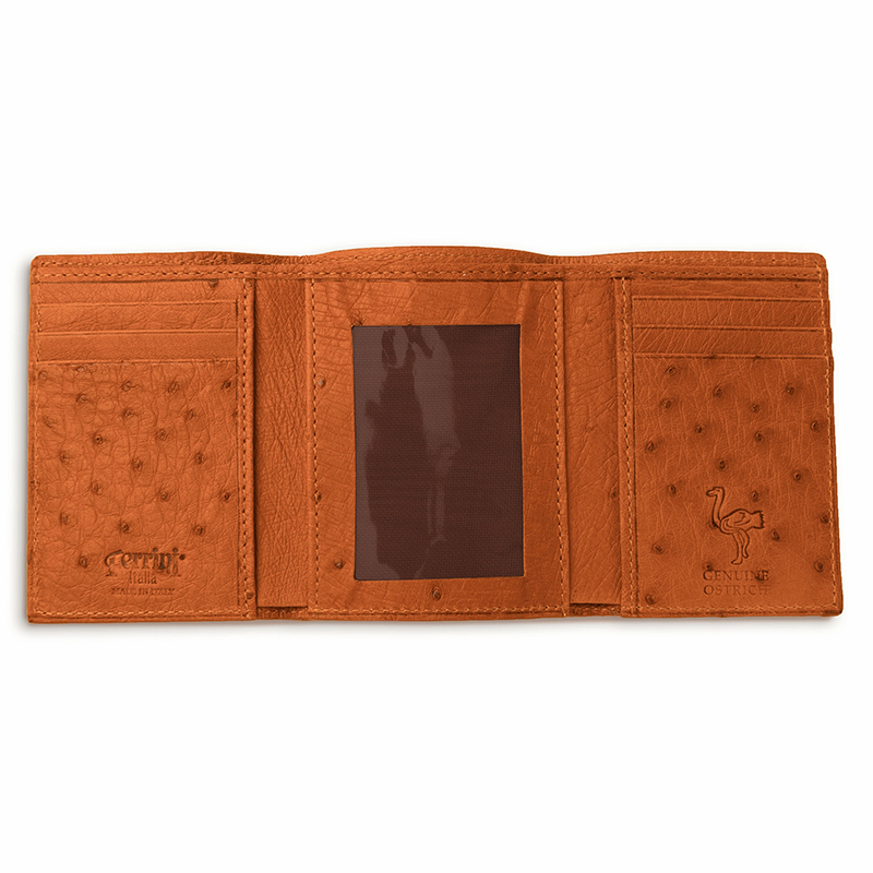 Ferrini Men's Full Quill Ostrich Trifold Wallet