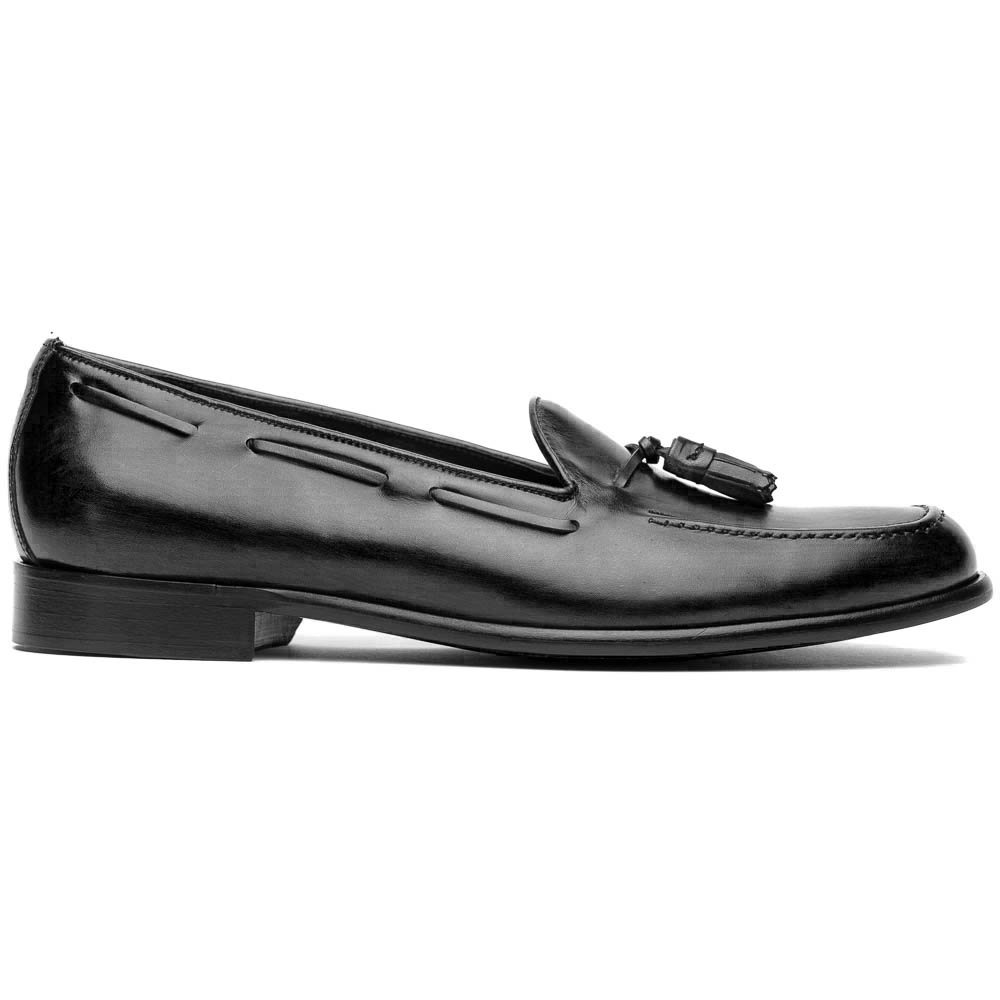 Zelli Franco Calfskin Hand Painted Tassel Loafers Black (15-586-BLK) Image