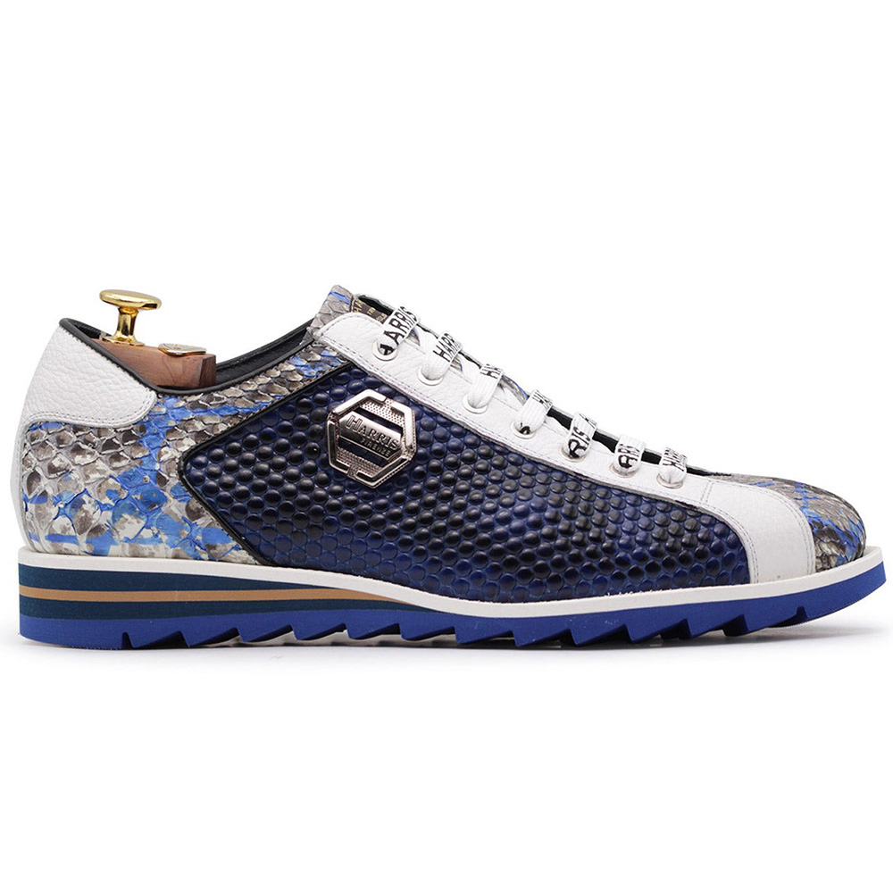 Harris Firenze 1913 Bubble Print Leather Sneakers Blue Image