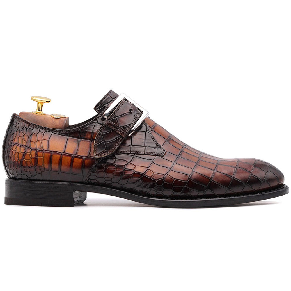 Harris Firenze 1913 Crocodile Print Buckle Shoes Brown Image