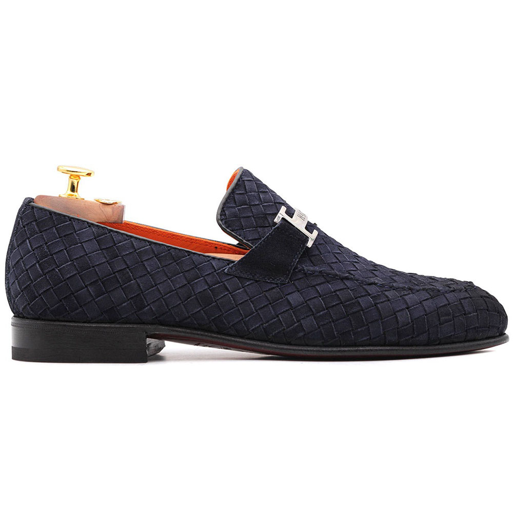 Harris Firenze 1913 Woven Suede Loafers Blue Image