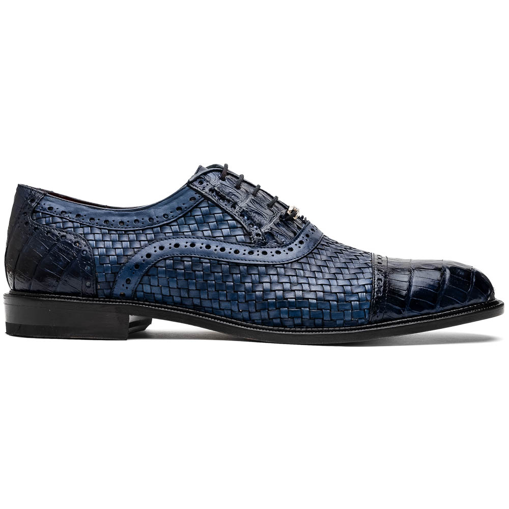 Marco Di Milano Jhon Woven Caiman Crocodile Oxford Navy Image